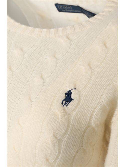 Maglia a trecce in lana e cashmere White POLO RALPH LAUREN | 211971865001